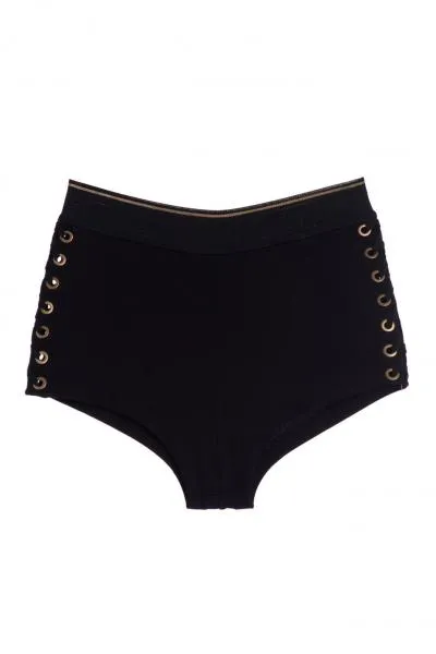 Black - Urban Lace-Up High-Waist Boyshort -