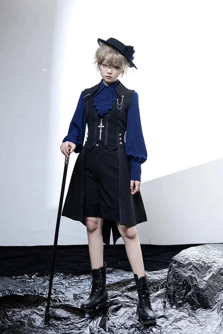 Black/Blue Vintage Medieval Little Prince Ouji Lolita Shorts