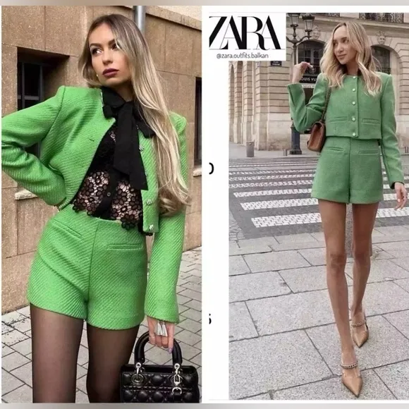 Bloggers Favorite Zara Green High Waisted Shorts Medium