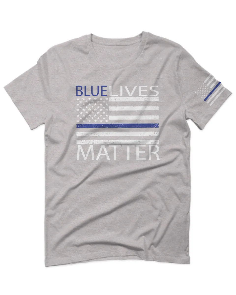 Blue Lives Matter American Flag Thin Blue Line USA Police Support For men T Shirt