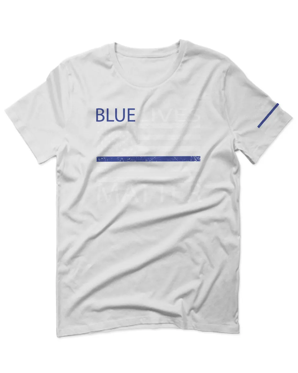 Blue Lives Matter American Flag Thin Blue Line USA Police Support For men T Shirt