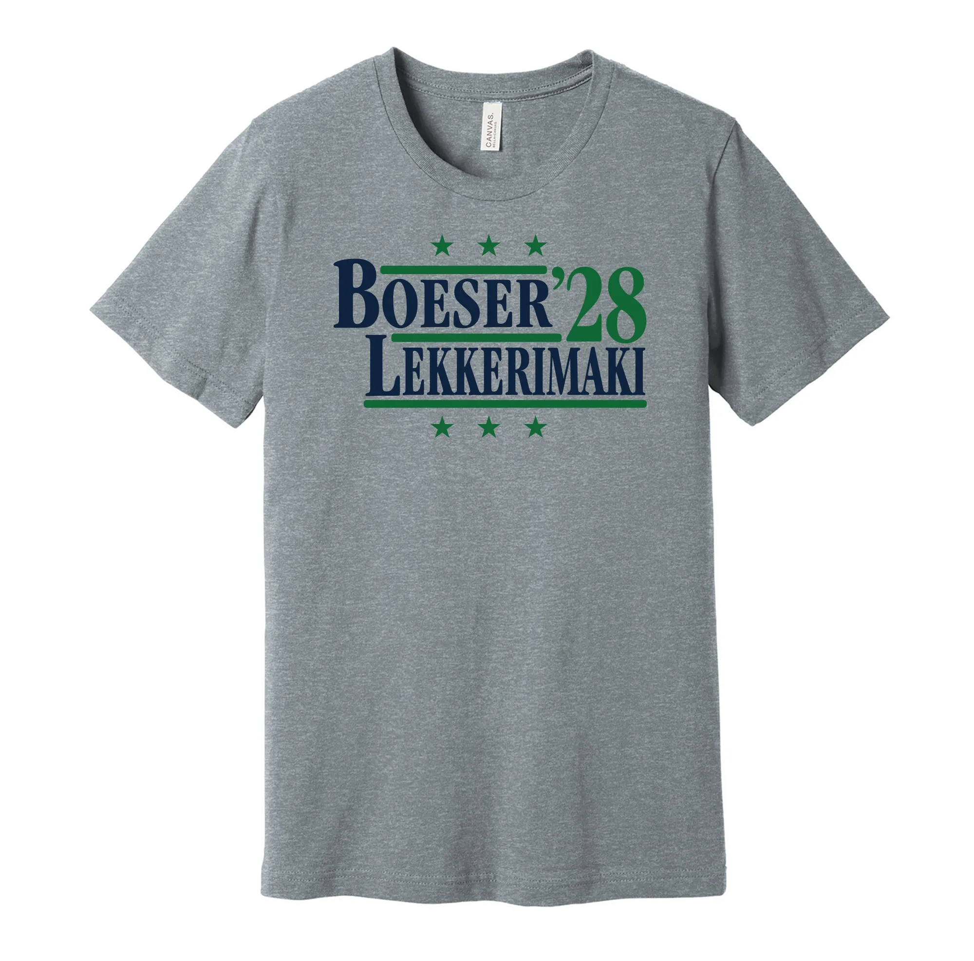 Boeser & Lekkerimaki '28 - Vancouver Hockey Political Campaign Parody T-Shirt - Hyper Than Hype Shirts