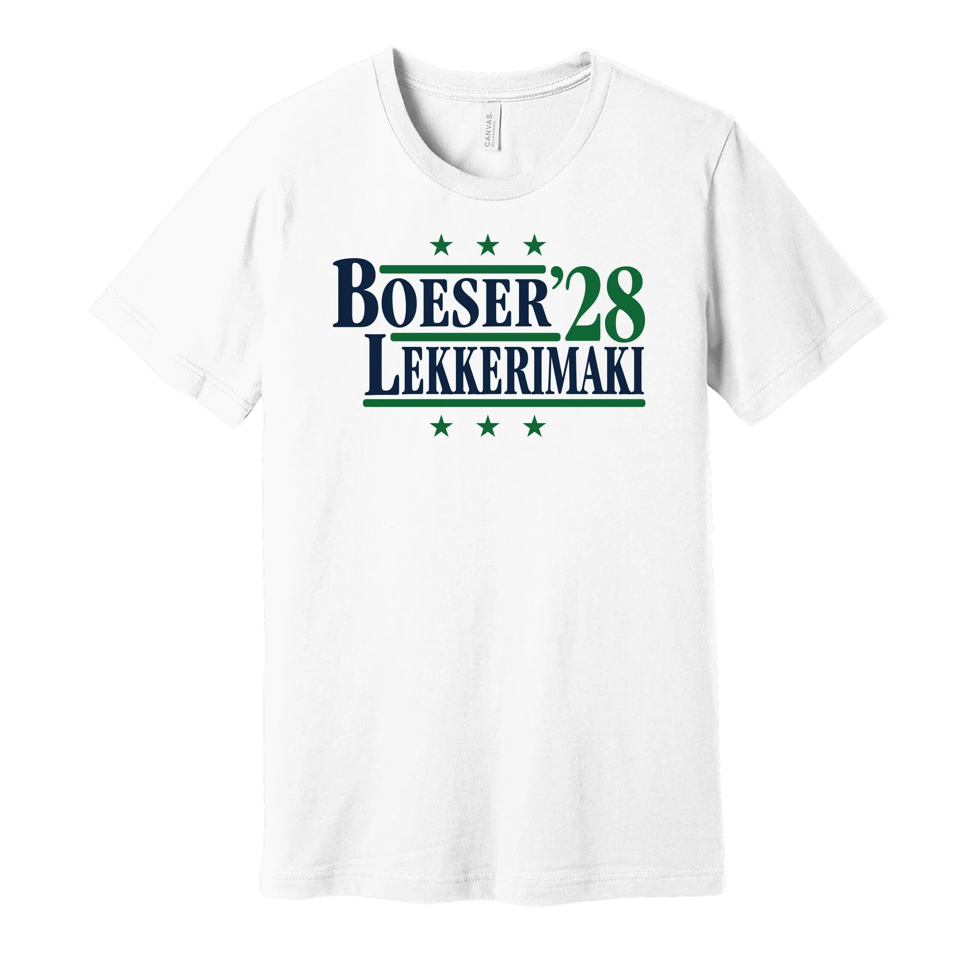 Boeser & Lekkerimaki '28 - Vancouver Hockey Political Campaign Parody T-Shirt - Hyper Than Hype Shirts
