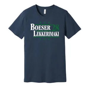 Boeser & Lekkerimaki '28 - Vancouver Hockey Political Campaign Parody T-Shirt - Hyper Than Hype Shirts
