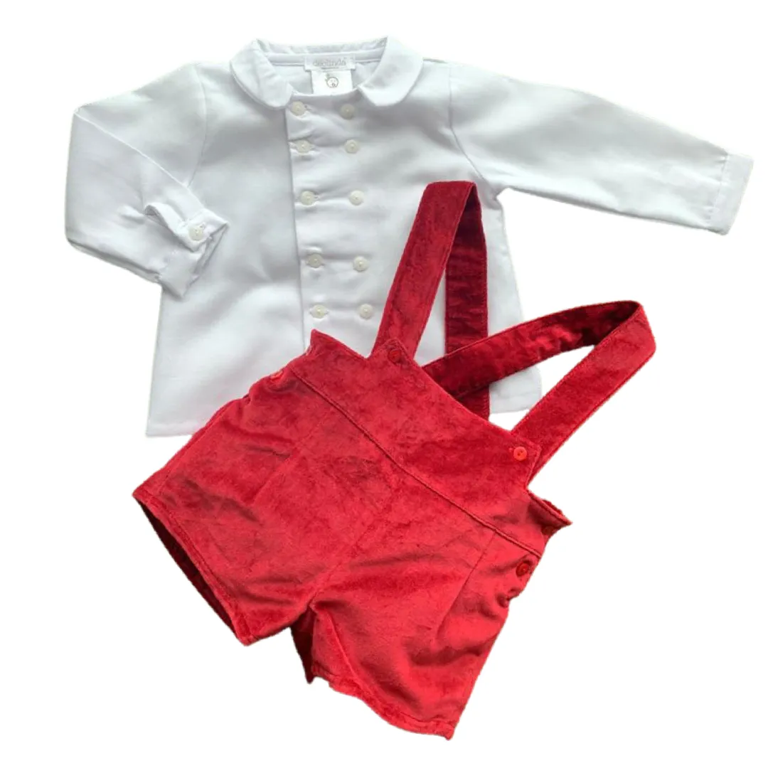 Boys Red Velvet short Set
