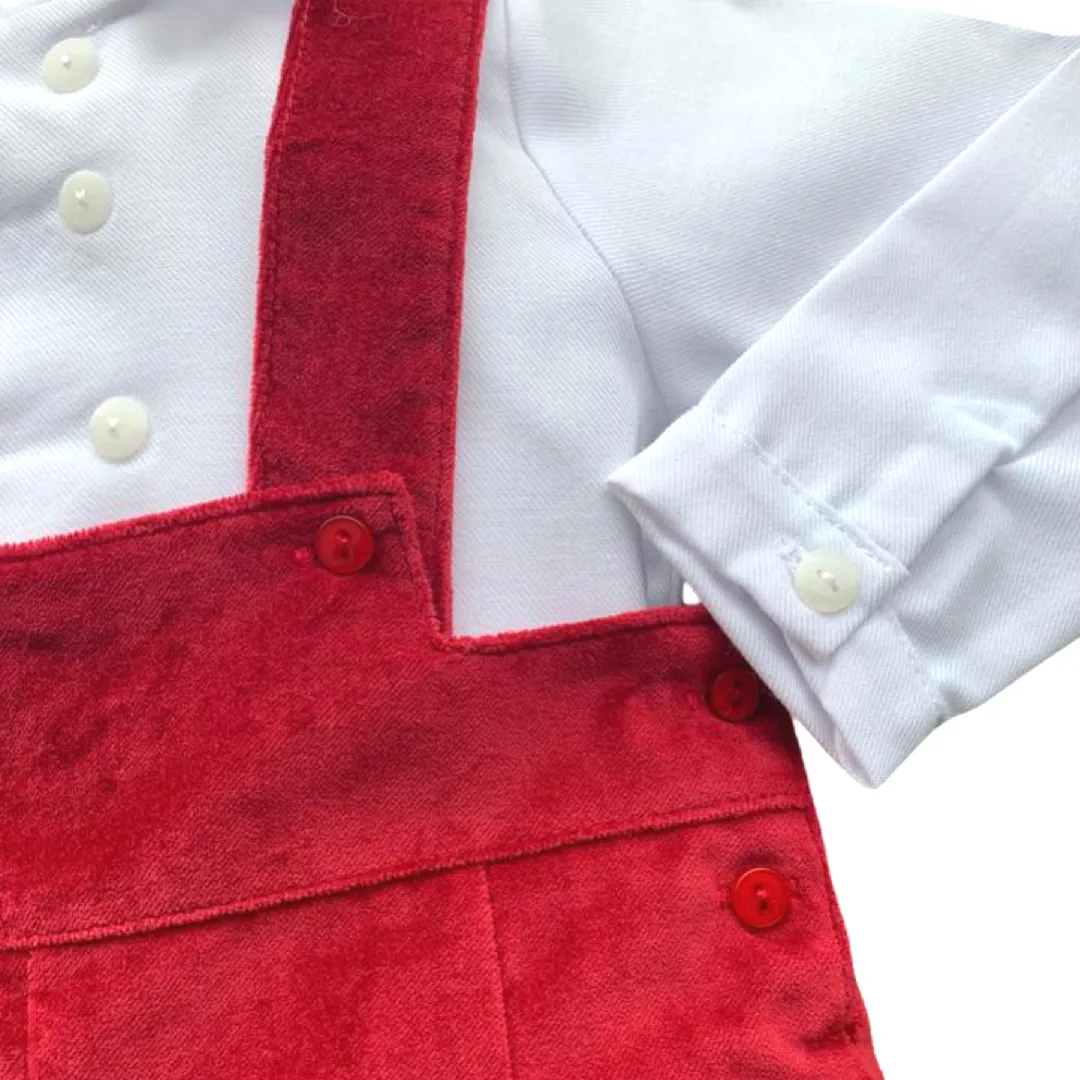 Boys Red Velvet short Set