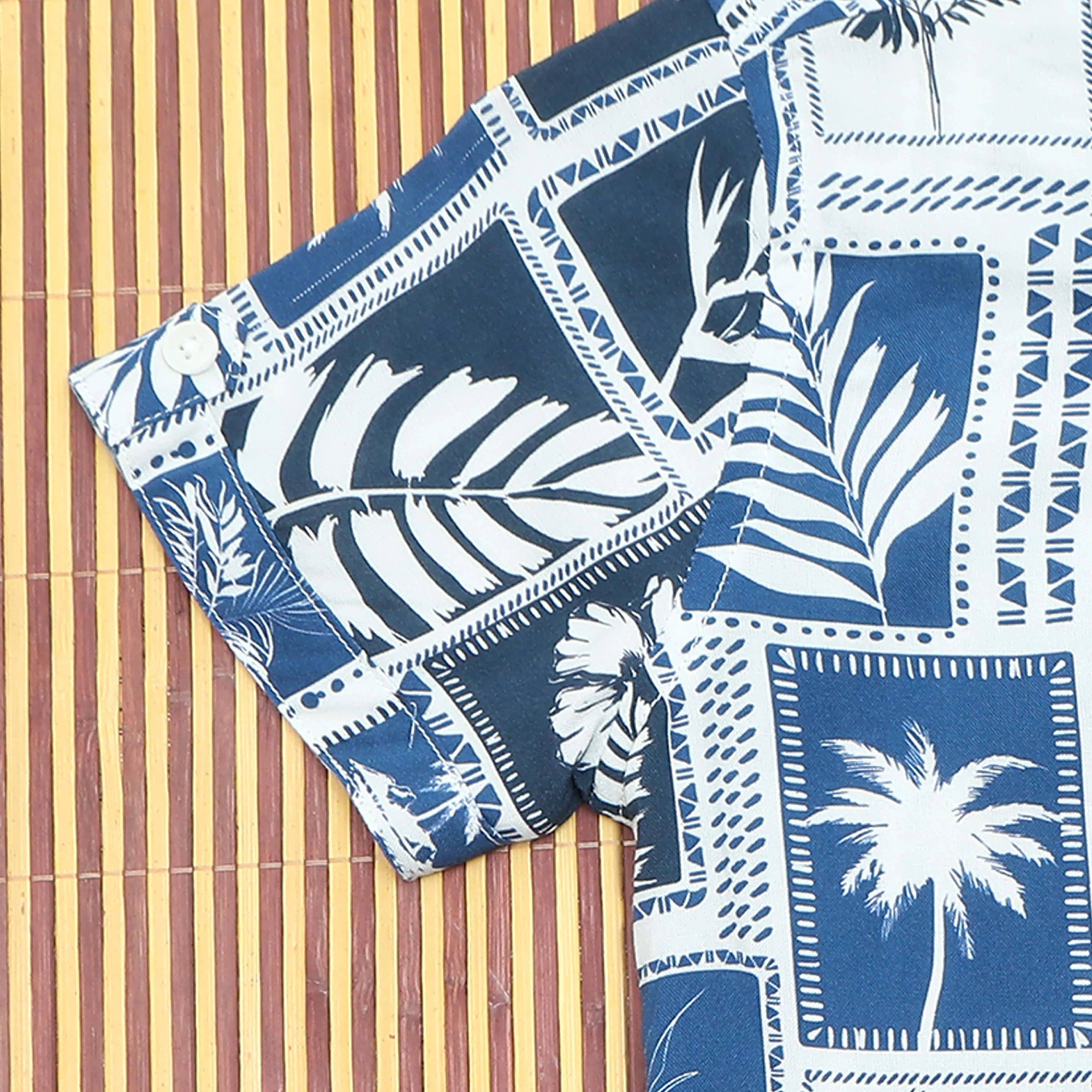Boys Tree Print Shirt Royal Blue