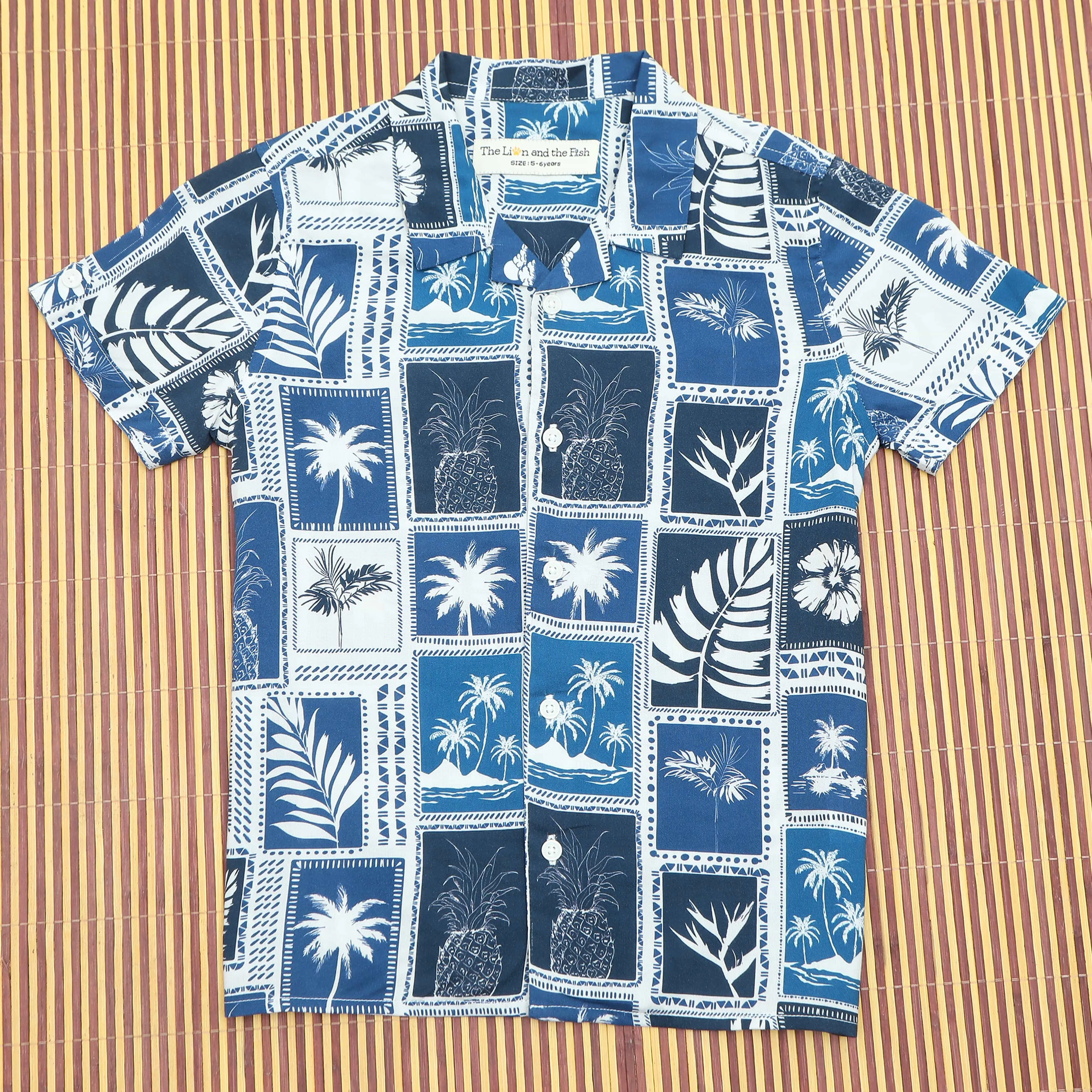 Boys Tree Print Shirt Royal Blue