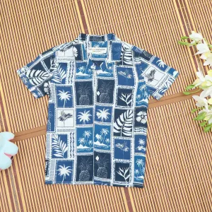 Boys Tree Print Shirt Royal Blue