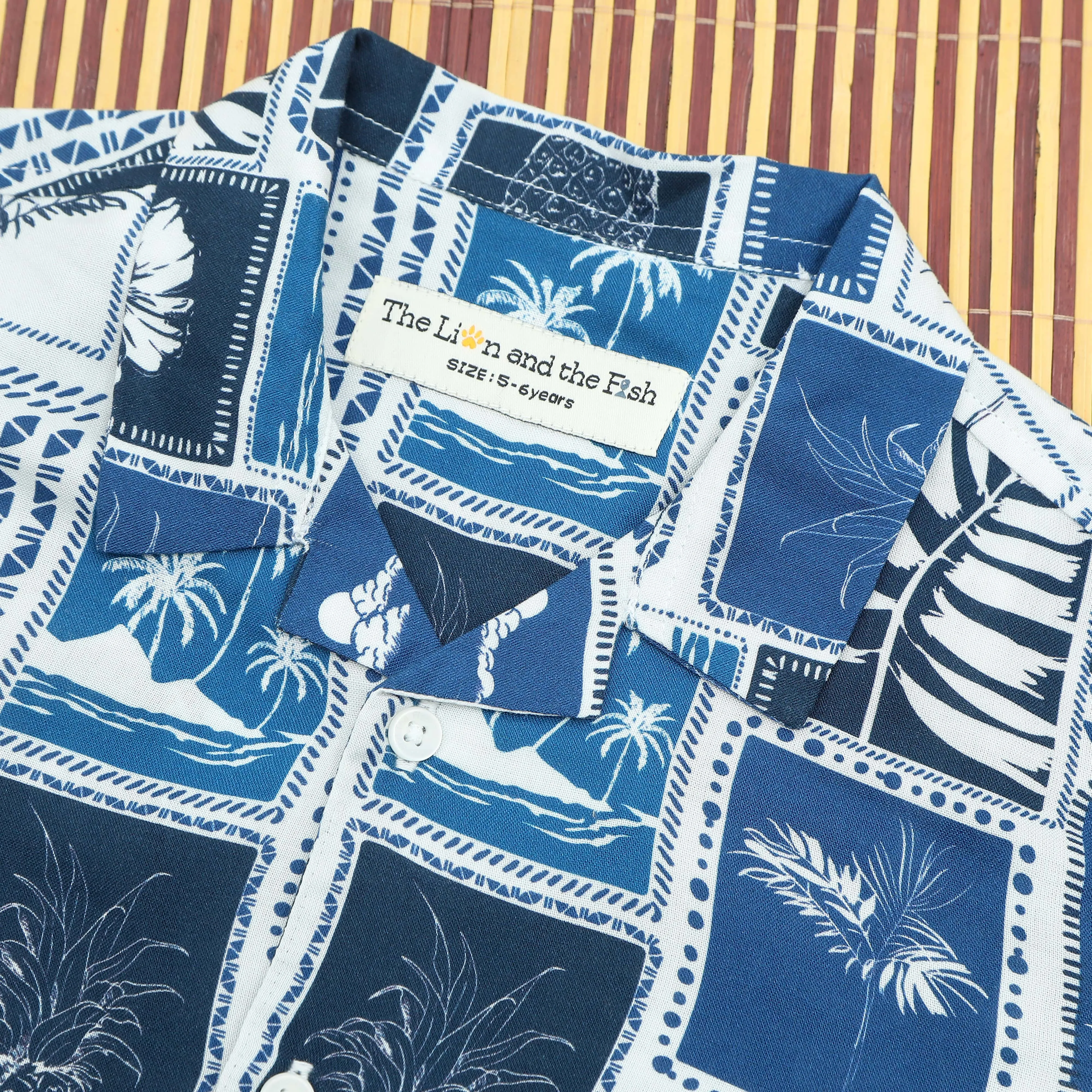 Boys Tree Print Shirt Royal Blue