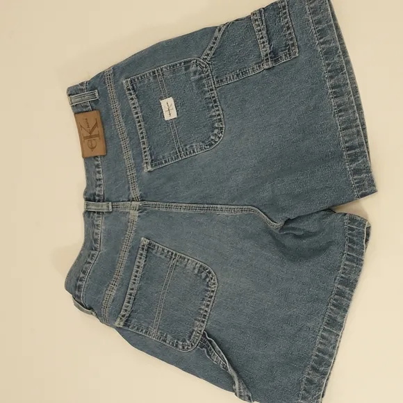 Calvin Klein Vintage Denim Shorts Carpenter Style 100 Cotton 90's Blue Jean