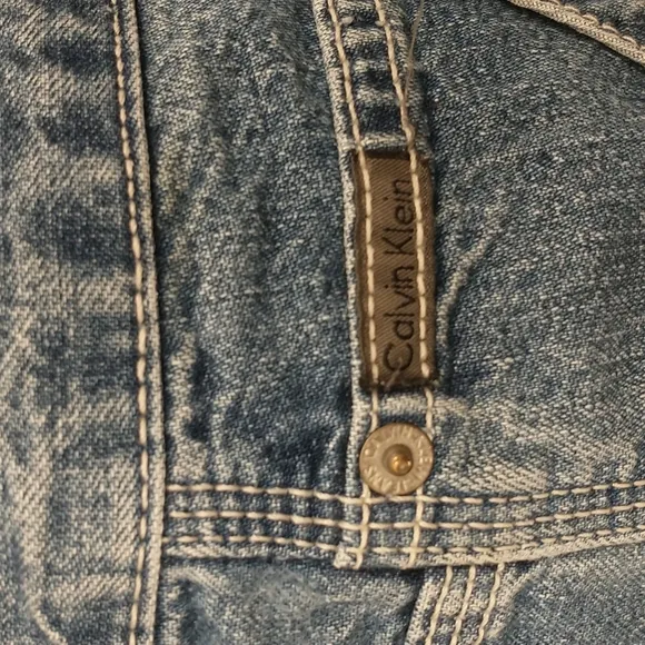 Calvin Klein Vintage Denim Shorts Carpenter Style 100 Cotton 90's Blue Jean
