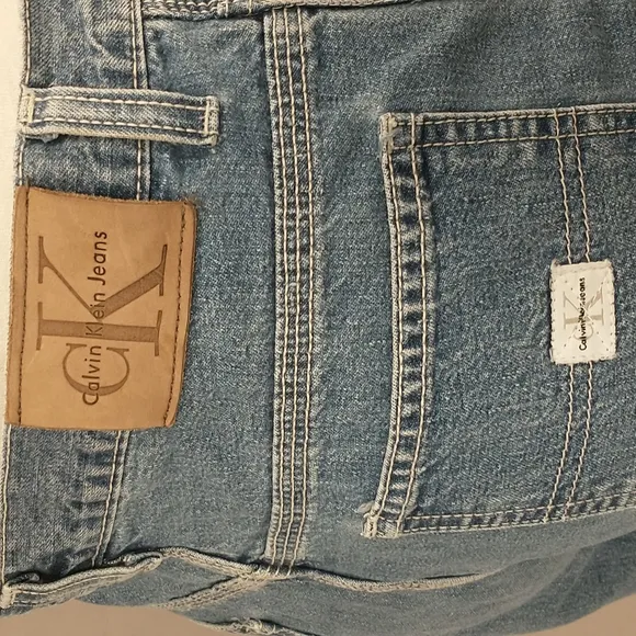 Calvin Klein Vintage Denim Shorts Carpenter Style 100 Cotton 90's Blue Jean