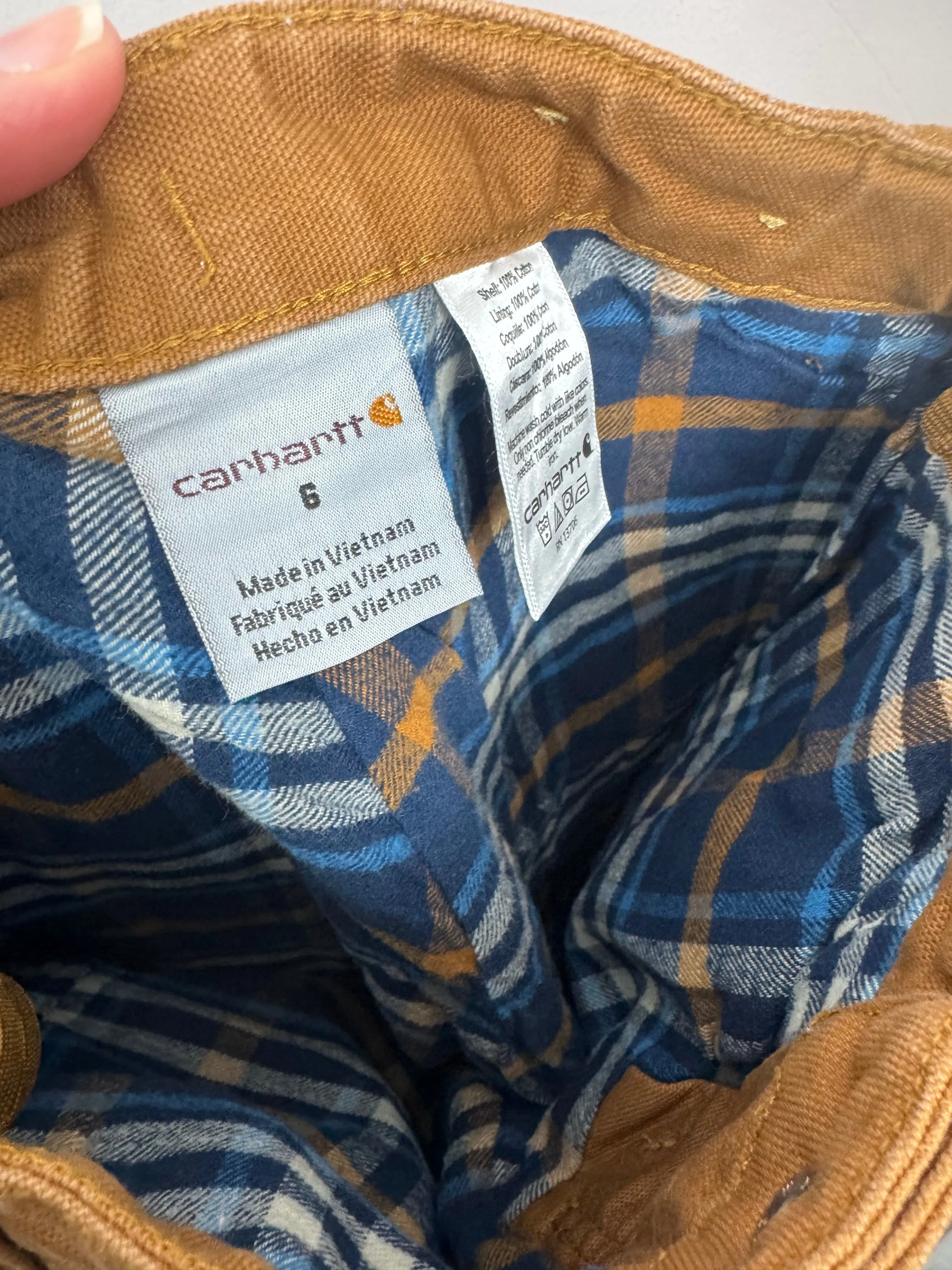 Carhartt Check Lined Carpenter Jeans 6y