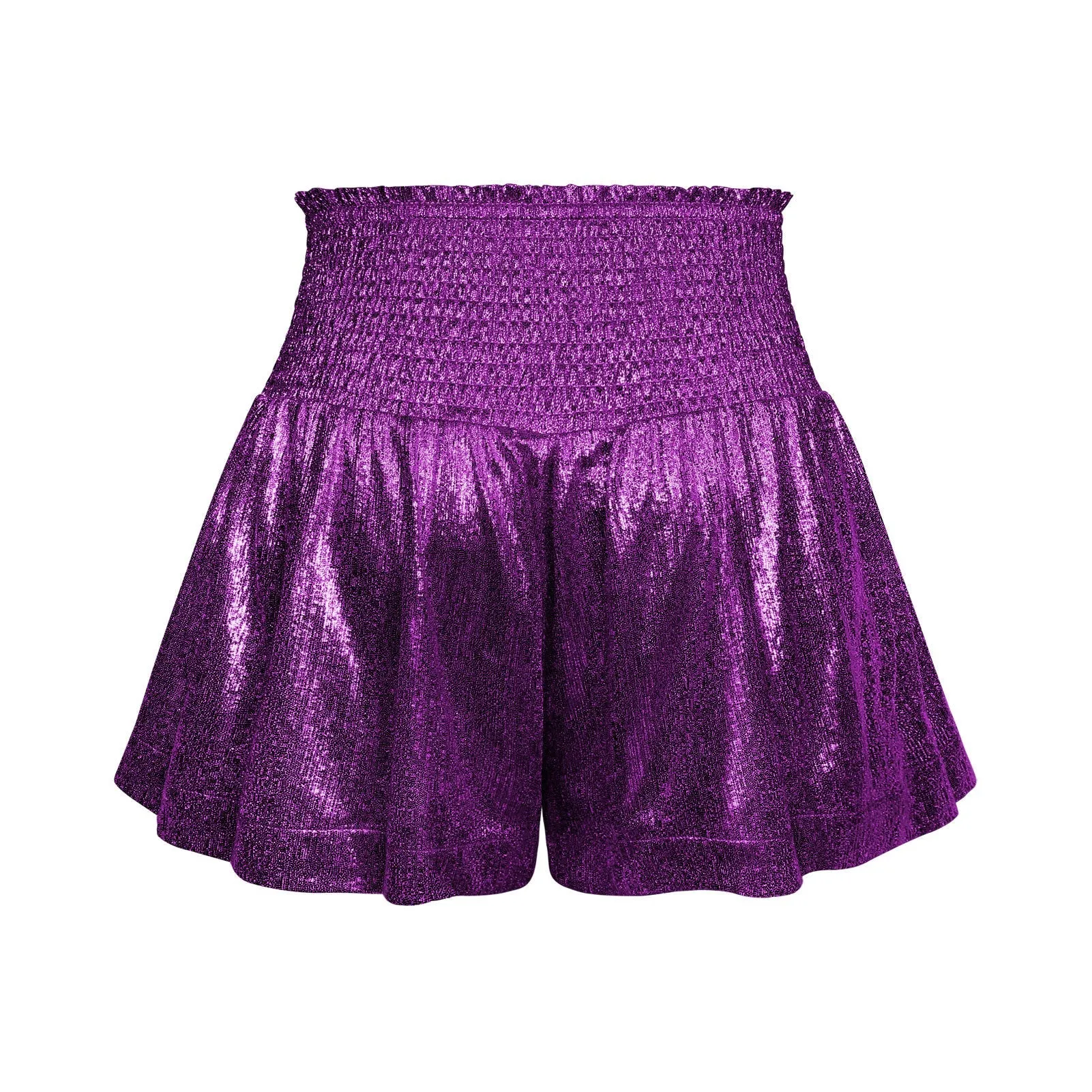 Choose To Sparkle Metallic Shorts - Purple