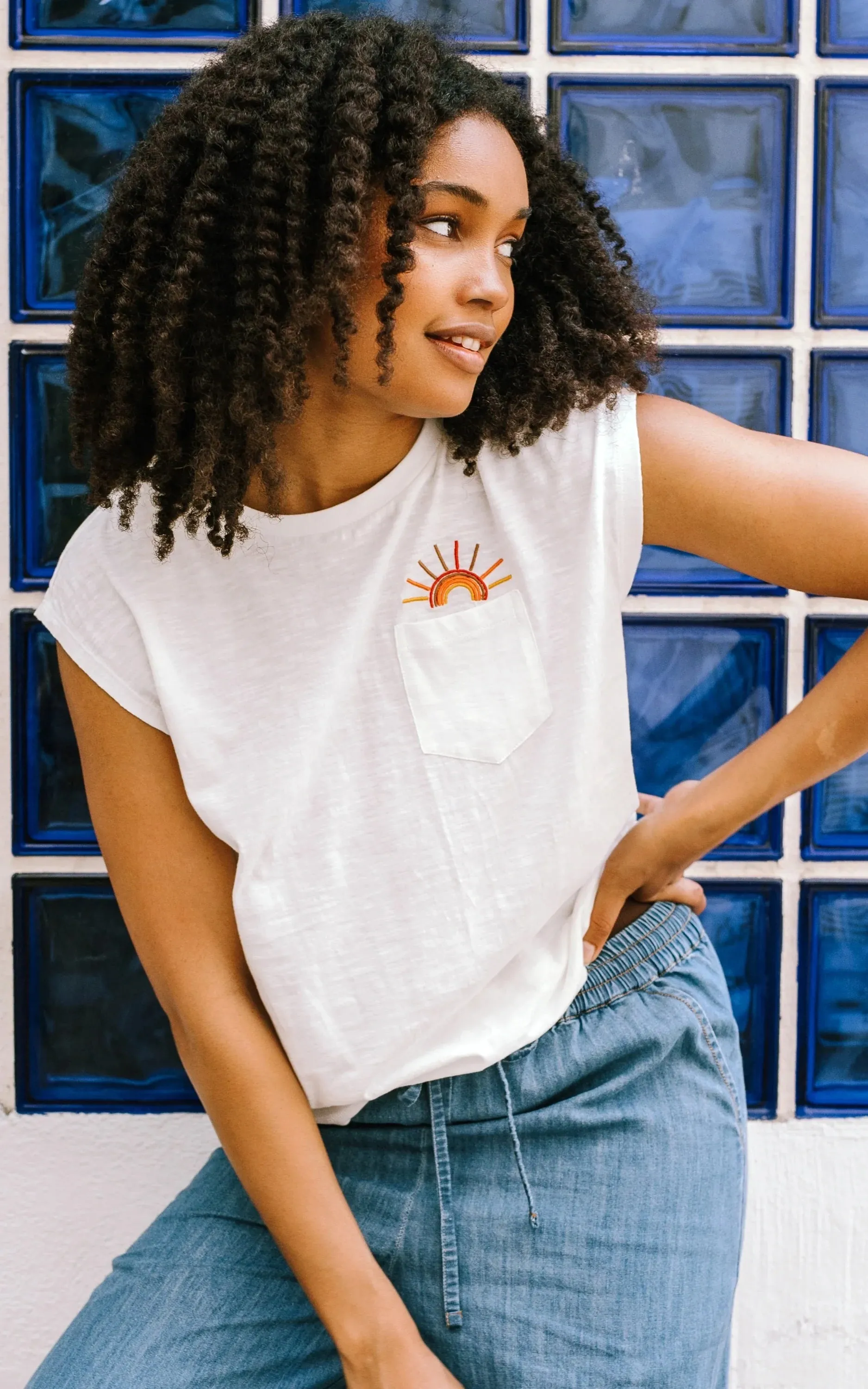 Chrissy Relaxed Tank T-Shirt Off-White Sunshine In My Pocket