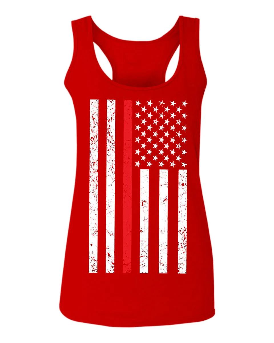 Cool Dad Fireman Firefighter red Thin line American Flag USA Support  women's Tank Top sleeveless Racerback
