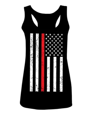 Cool Dad Fireman Firefighter red Thin line American Flag USA Support  women's Tank Top sleeveless Racerback