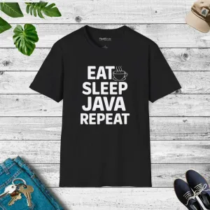 Cool Programmer t Shirt Eat Sleep Java Repeat Tee