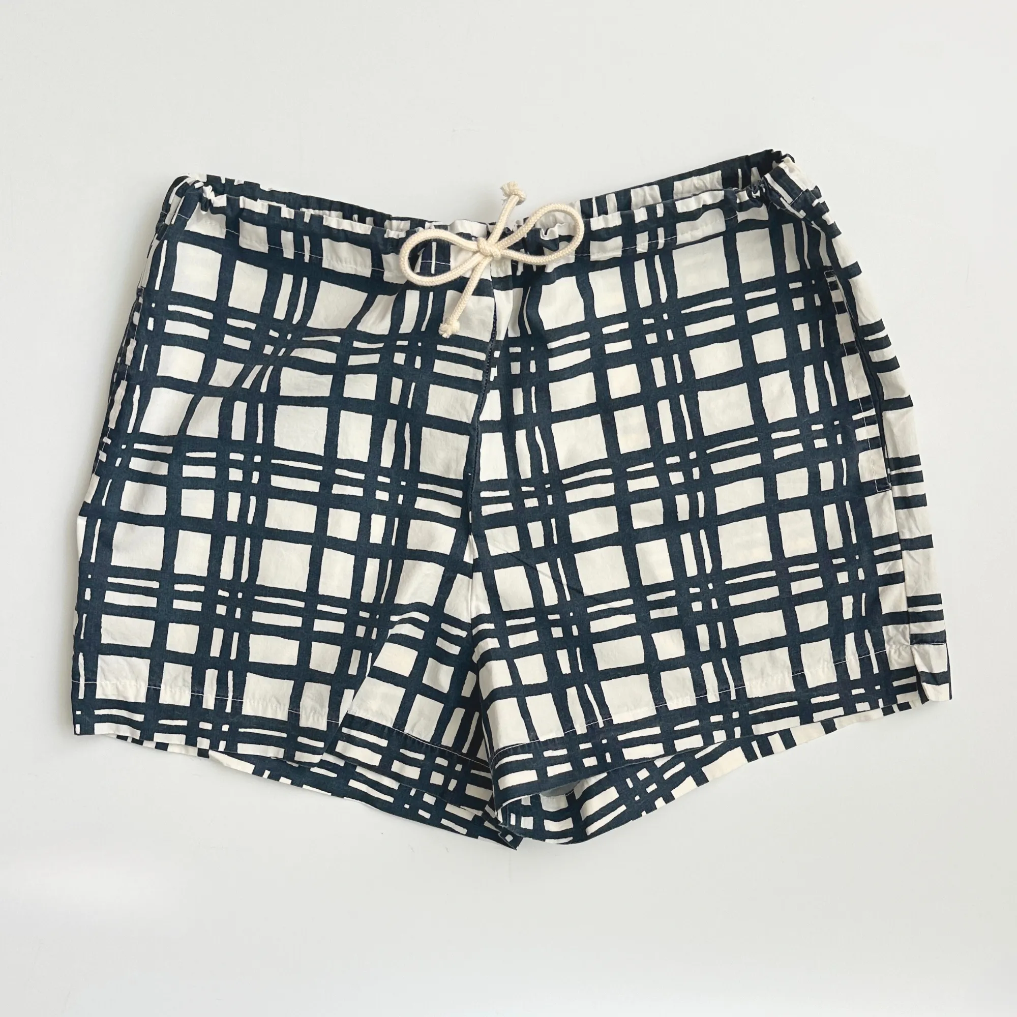 Cotton Poplin Shorts - Darby - Midnight & Natural