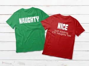 Couples Christmas Shirts Naughty and Nice Santa List