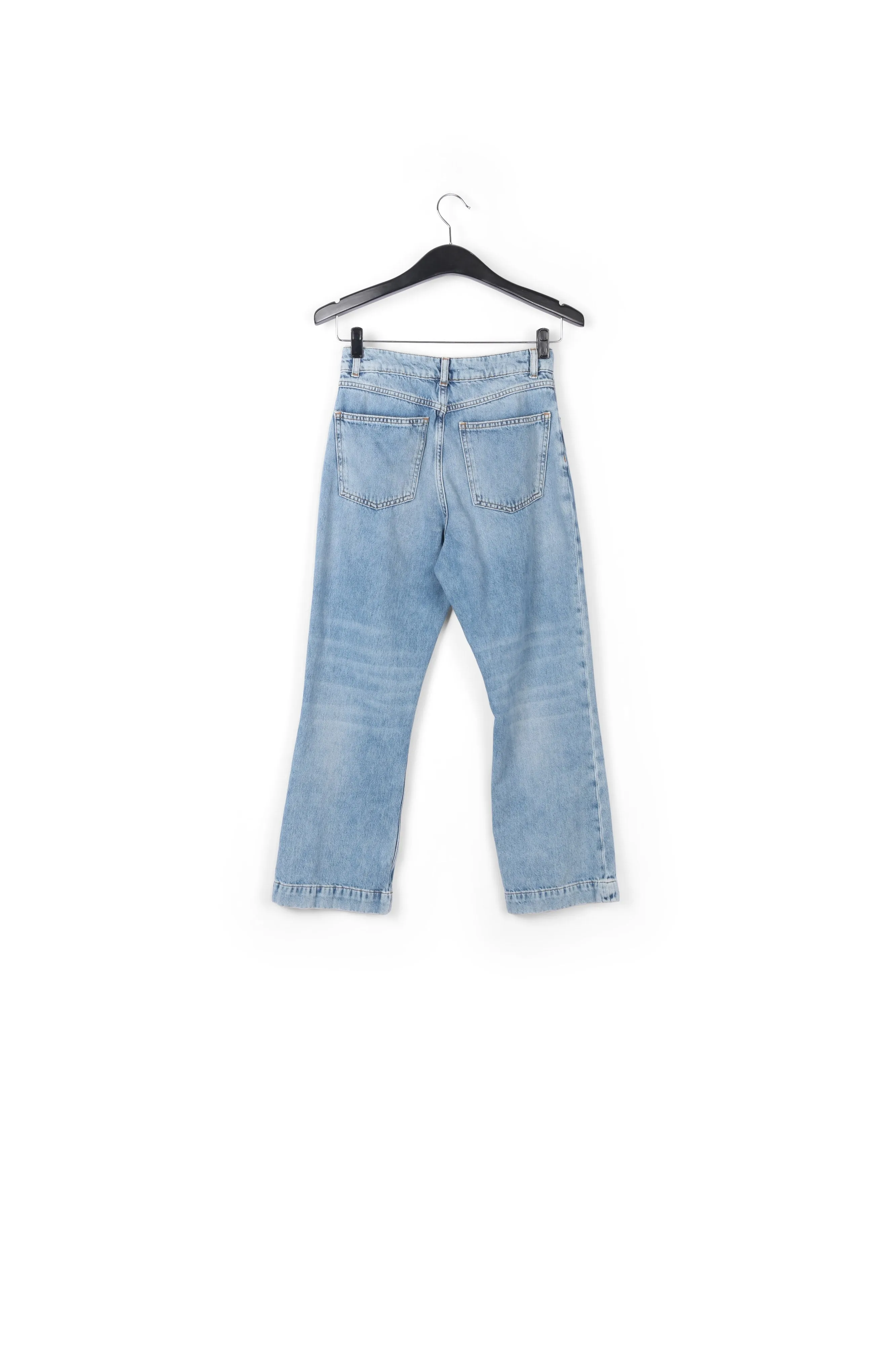 Cropped high-rise blue jeans