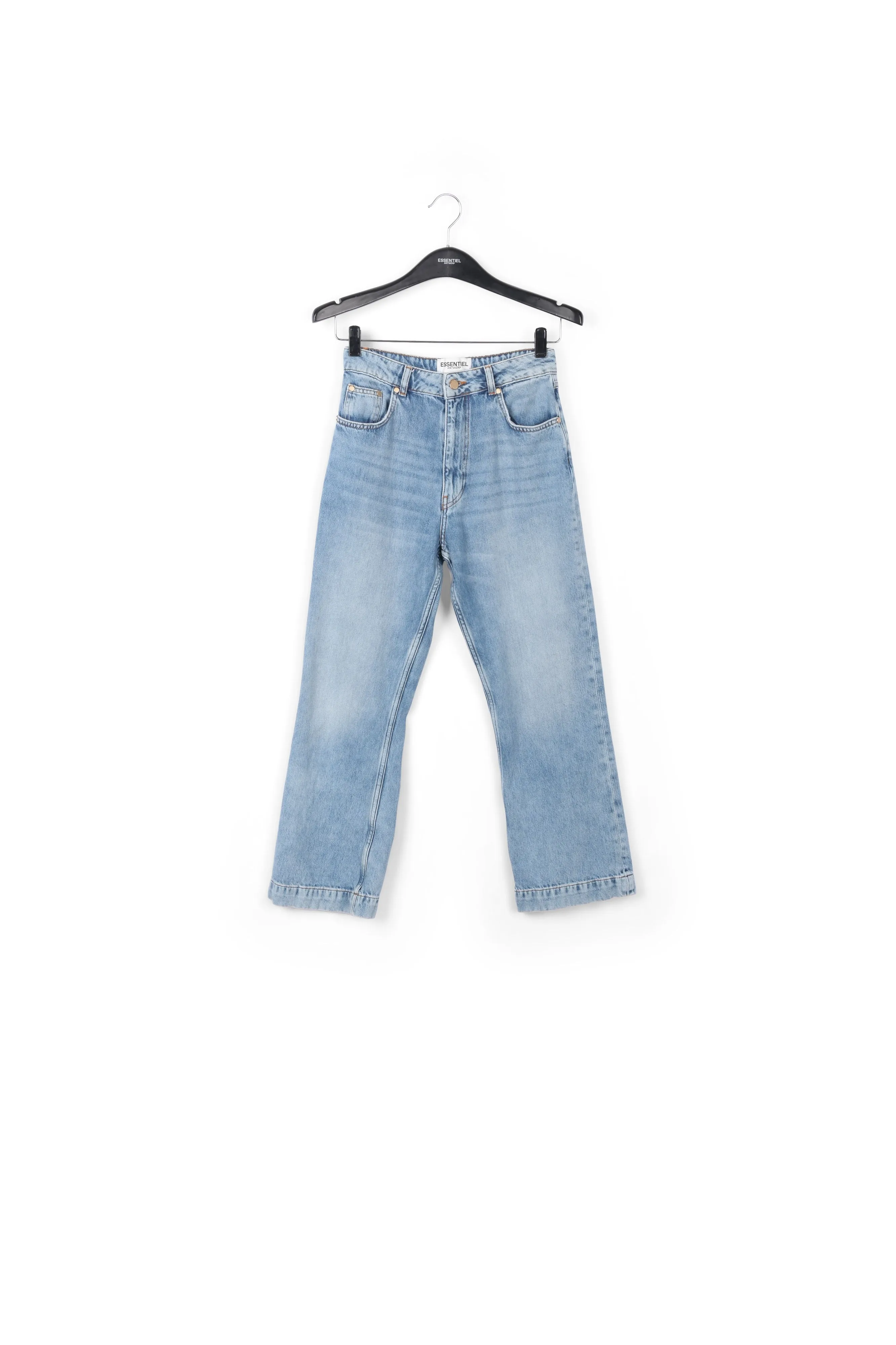 Cropped high-rise blue jeans
