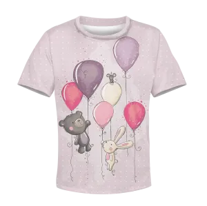 cute bear with balloon Kid Custom Cosplay Hoodies Apparel