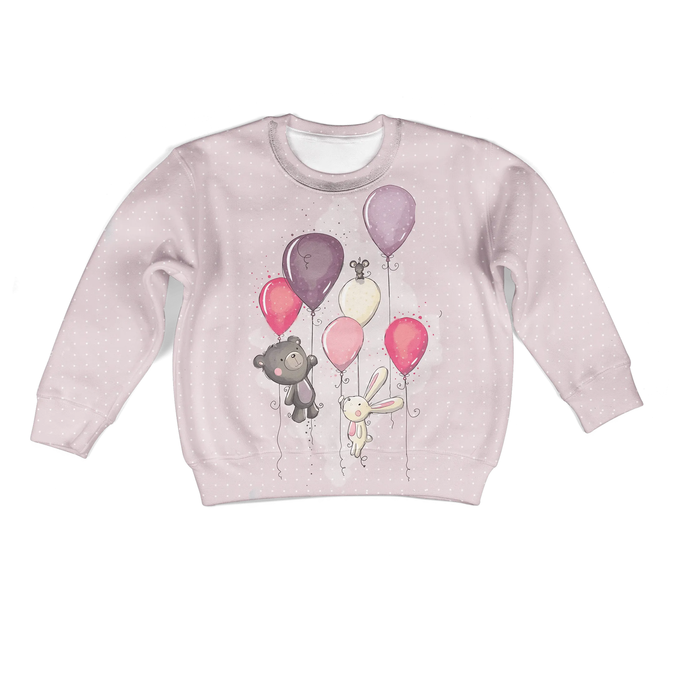 cute bear with balloon Kid Custom Cosplay Hoodies Apparel