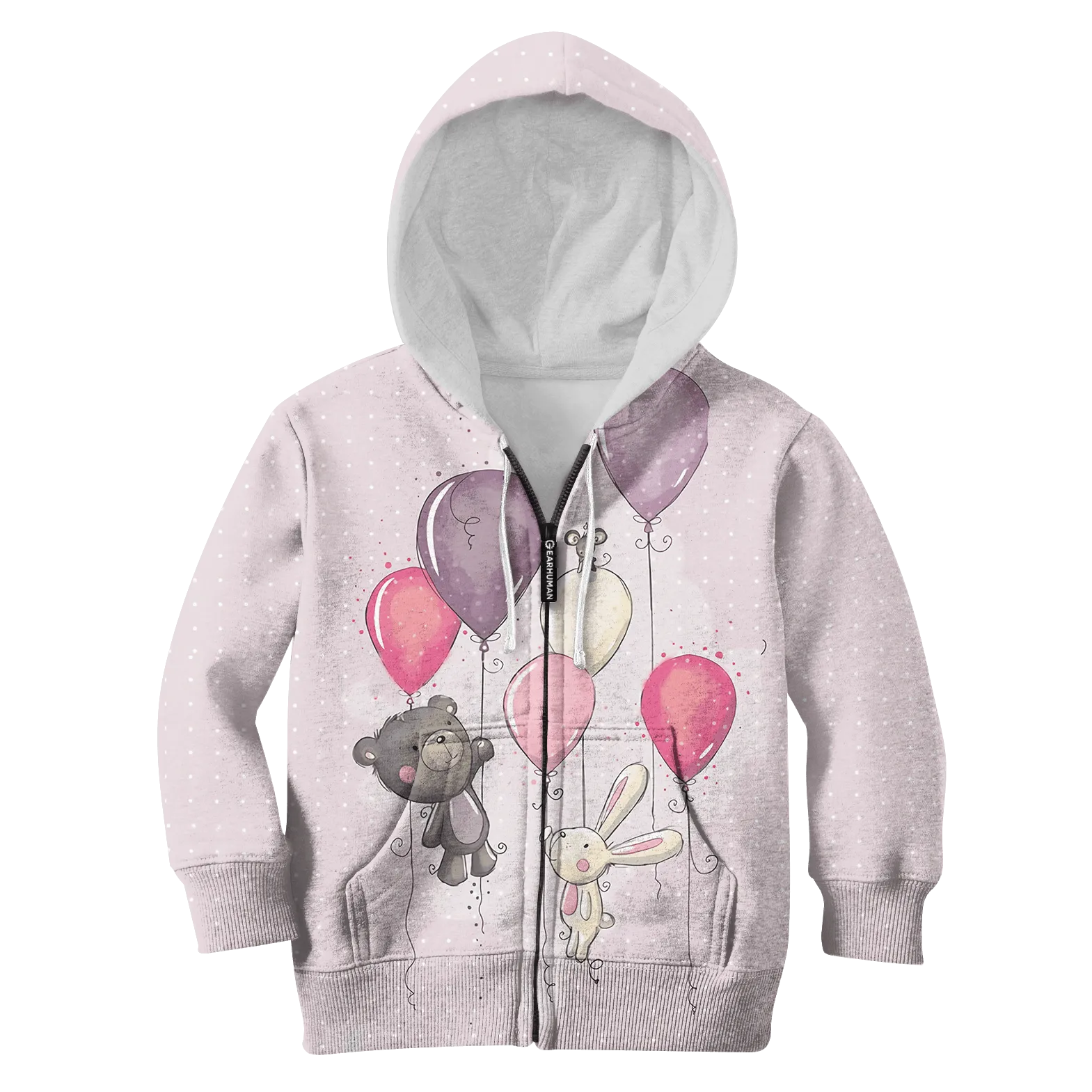 cute bear with balloon Kid Custom Cosplay Hoodies Apparel