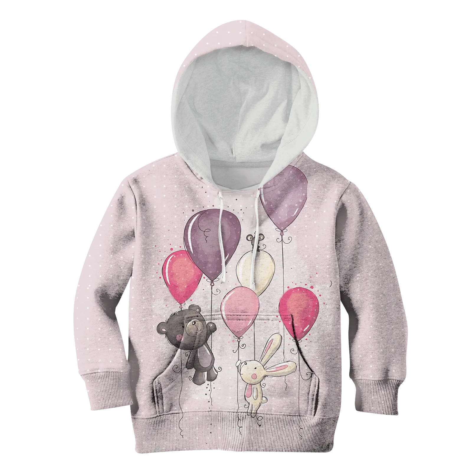 cute bear with balloon Kid Custom Cosplay Hoodies Apparel