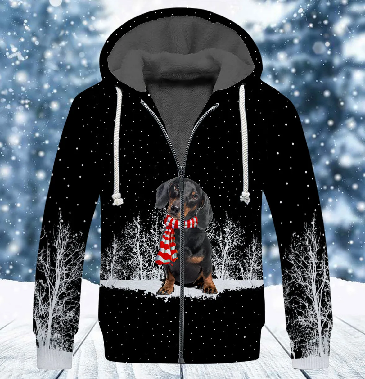 Dachshund And Winter Night 3D Full Print Shirts