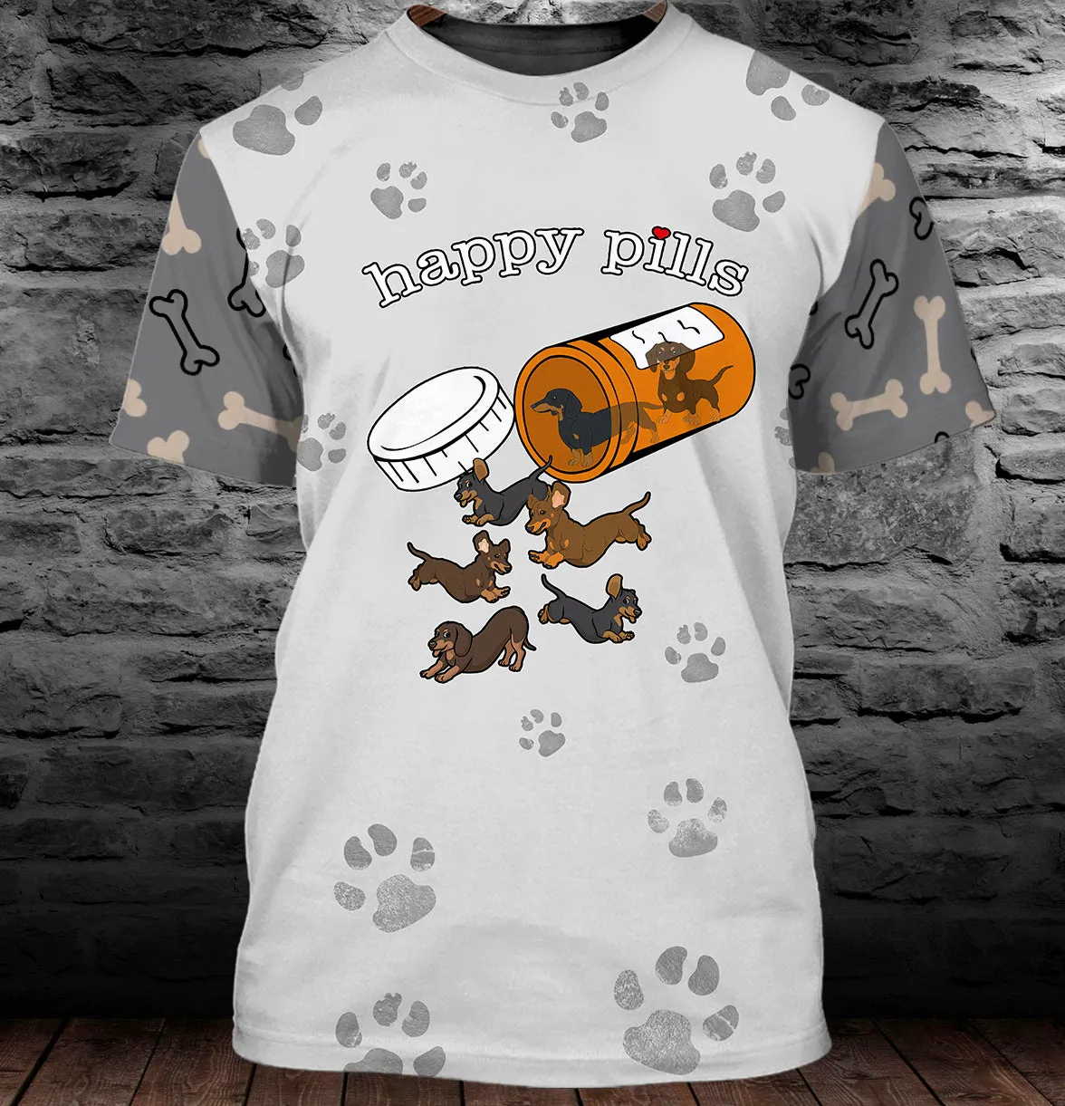 Dachshund Happy Pills 3D Full Print Shirts