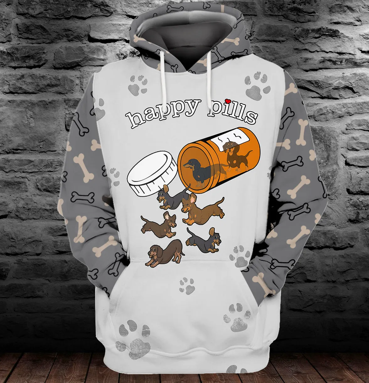 Dachshund Happy Pills 3D Full Print Shirts