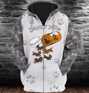 Dachshund Happy Pills 3D Full Print Shirts