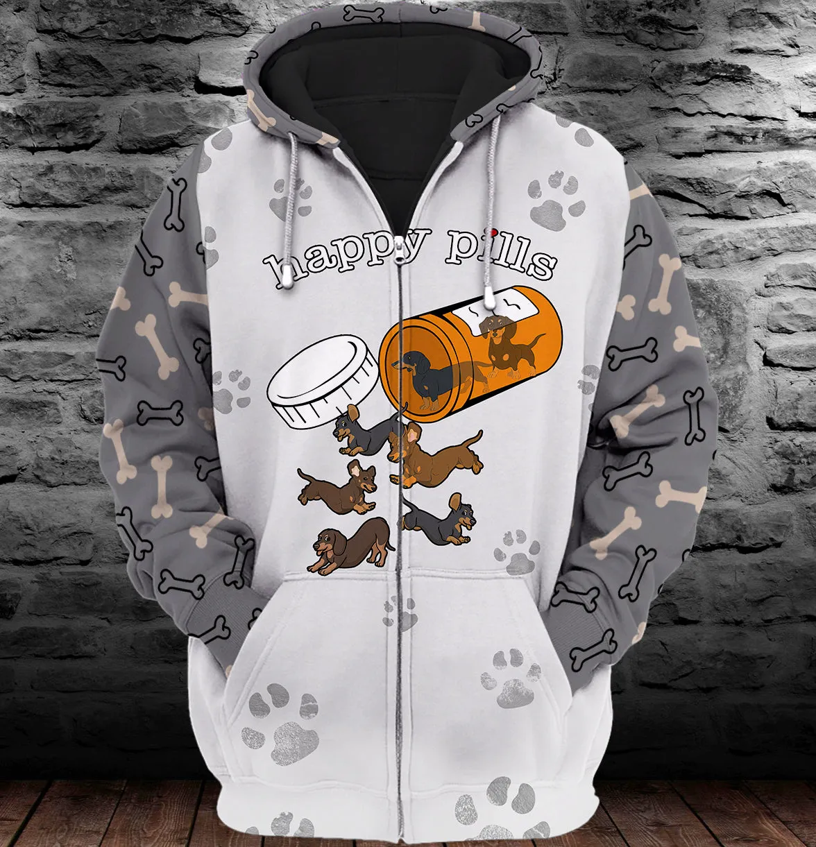 Dachshund Happy Pills 3D Full Print Shirts