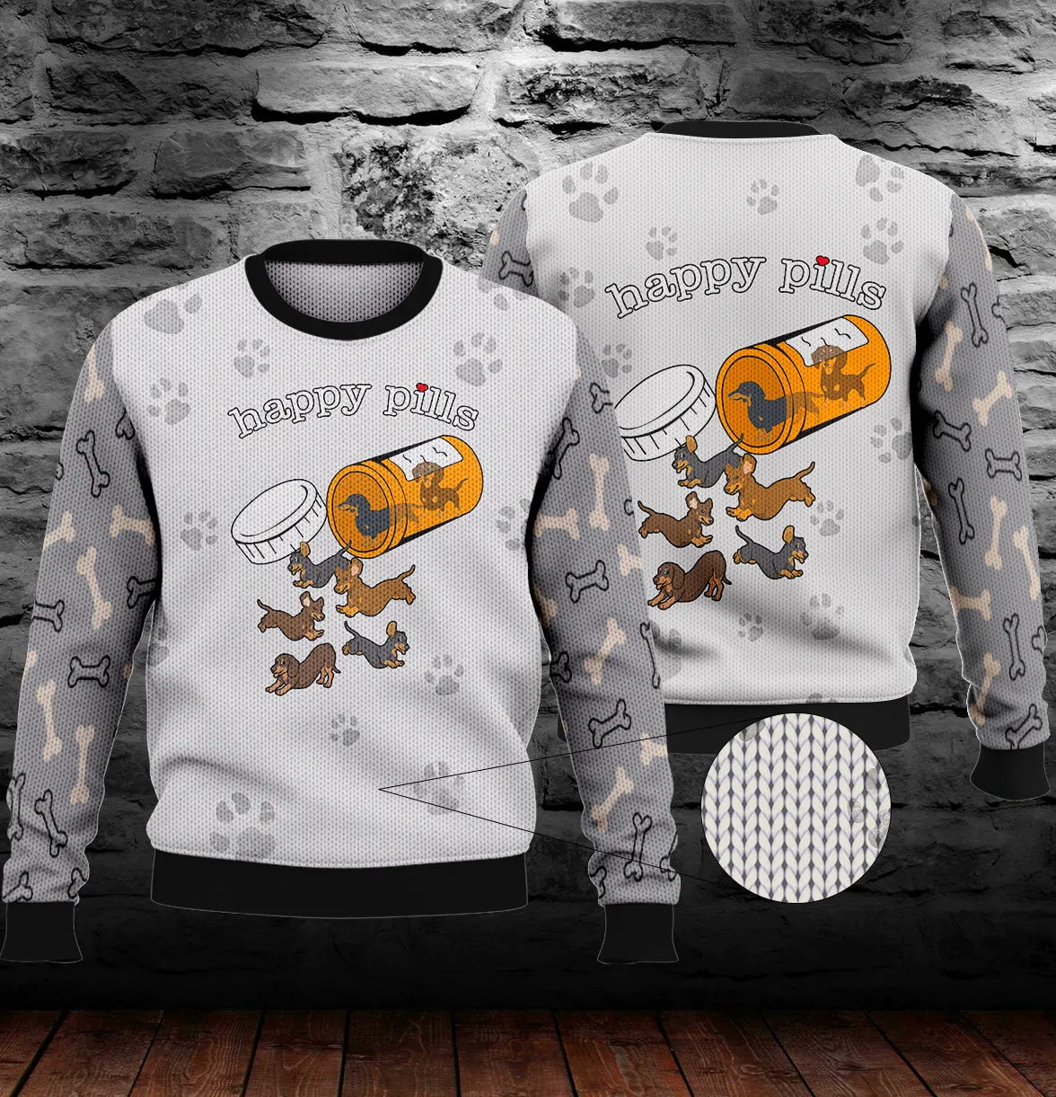 Dachshund Happy Pills 3D Full Print Shirts