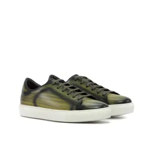 DapperFam Rivale in Khaki Men's Hand-Painted Patina Trainer