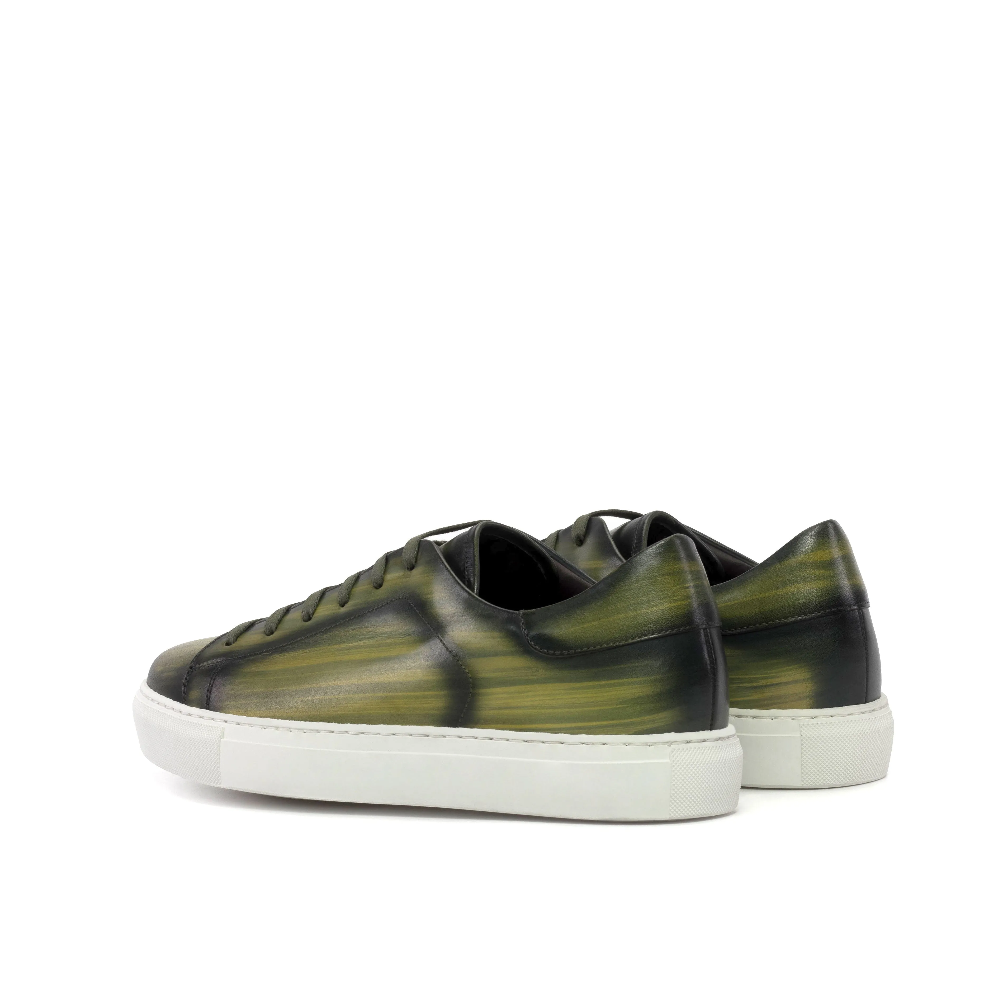 DapperFam Rivale in Khaki Men's Hand-Painted Patina Trainer