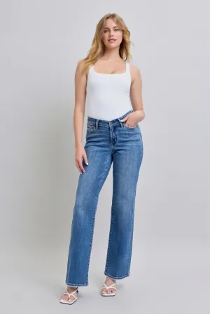 Dark High Waist V Front Vintage Wash Straight Fit Judy Blue Jeans 1/9/25 9440