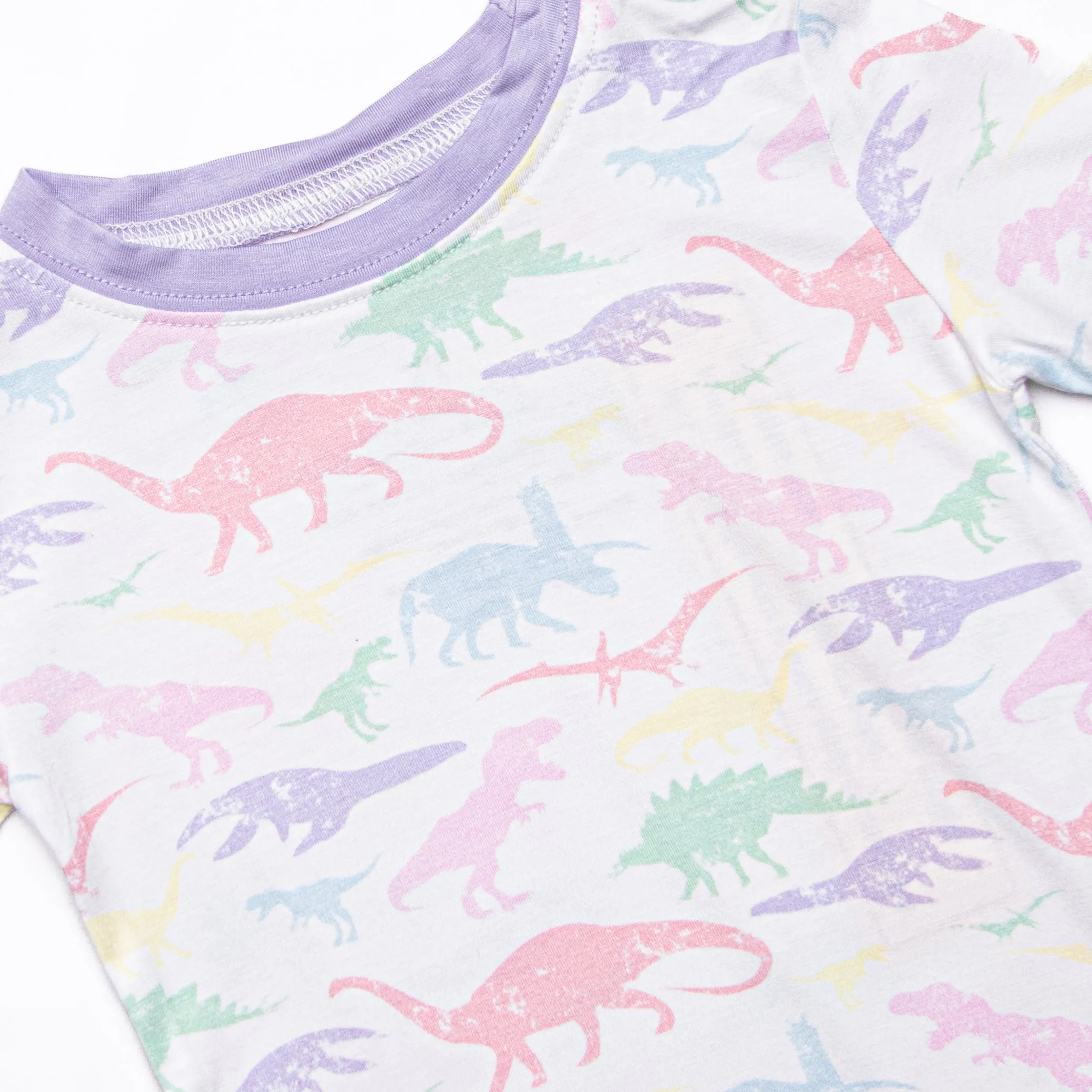 Day at Dino Park Bamboo Pajama Short Set, Purple