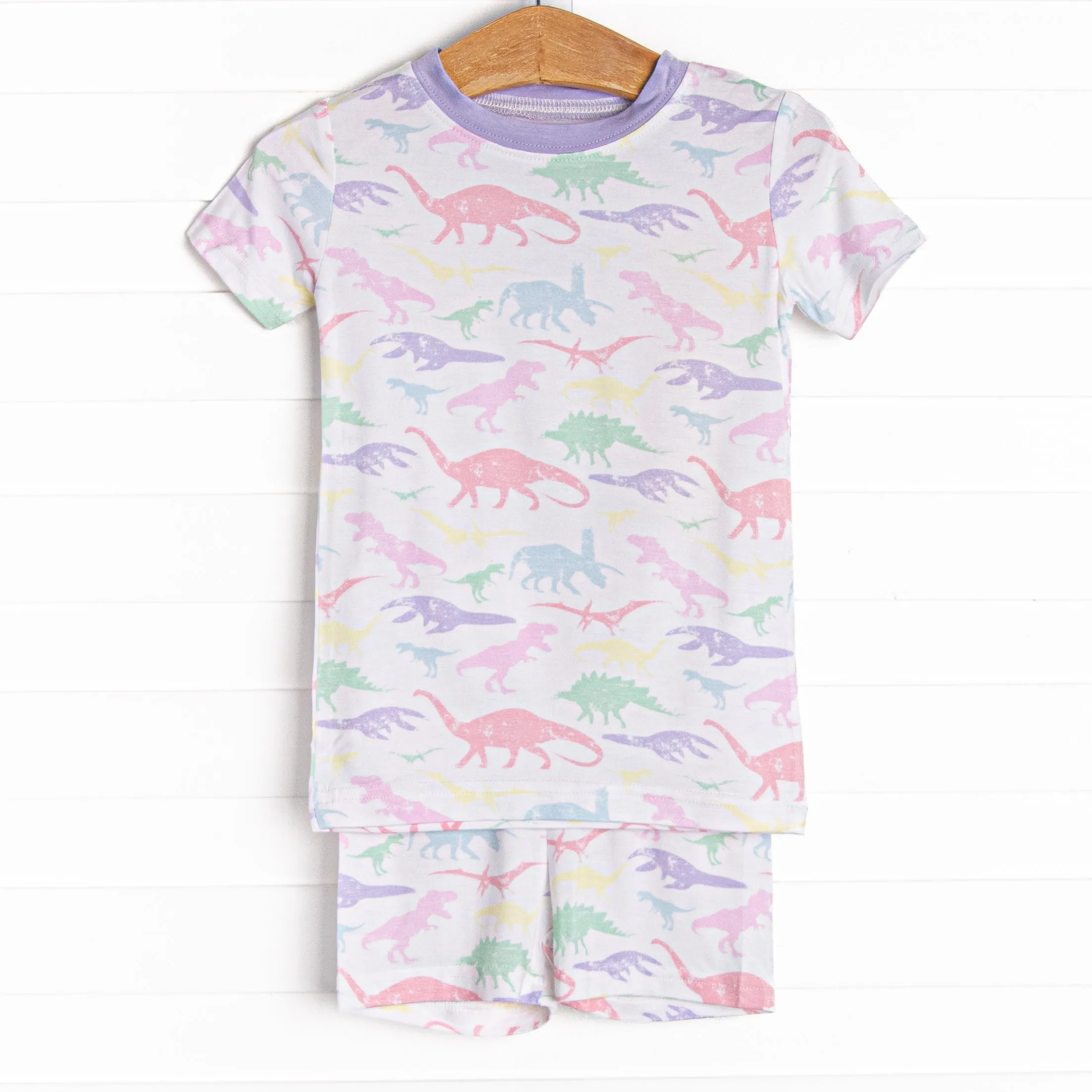 Day at Dino Park Bamboo Pajama Short Set, Purple