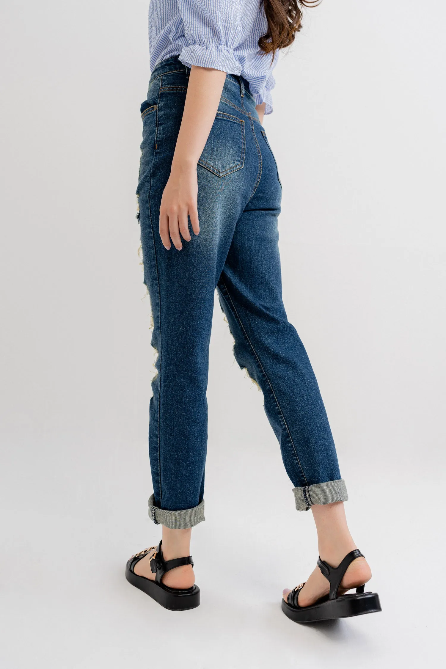 Deep Blue Ripped Jeans