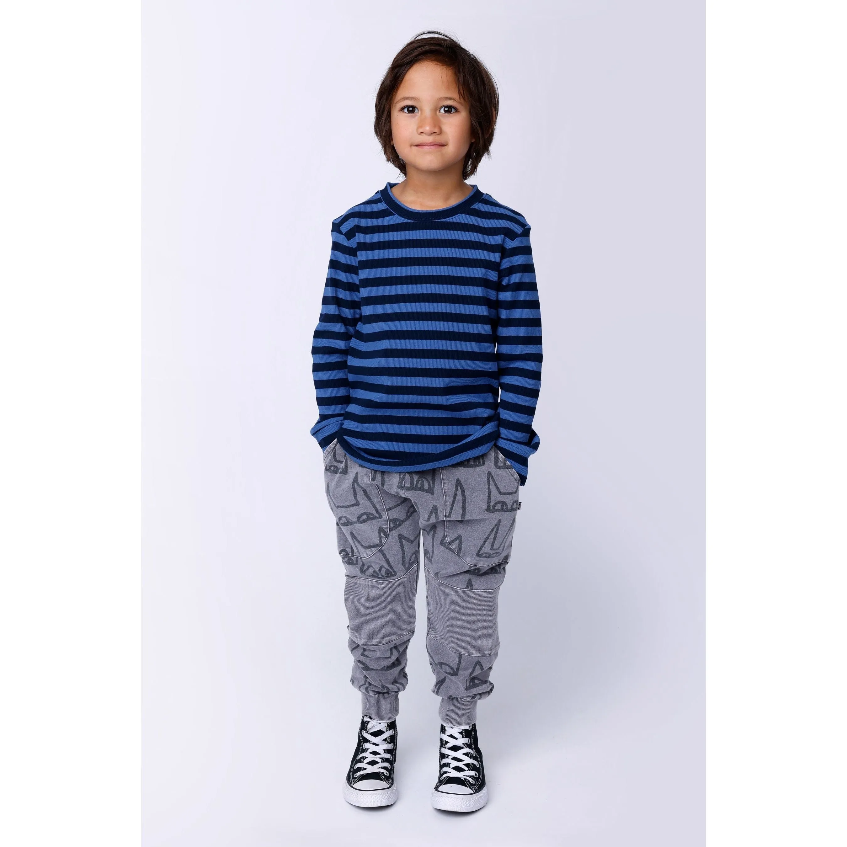 Deluxe Rib Tee - Navy/Blue Stripe