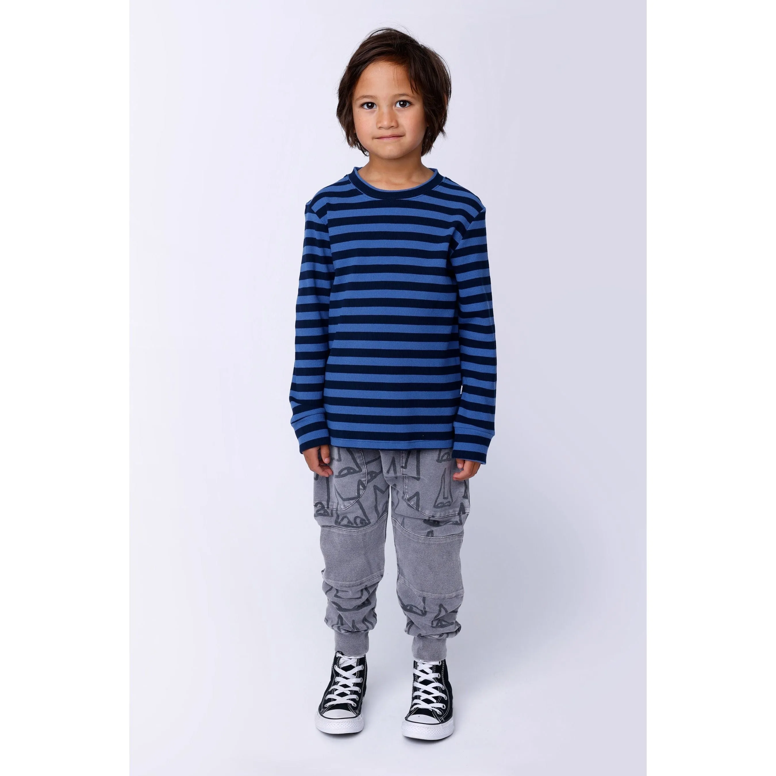 Deluxe Rib Tee - Navy/Blue Stripe