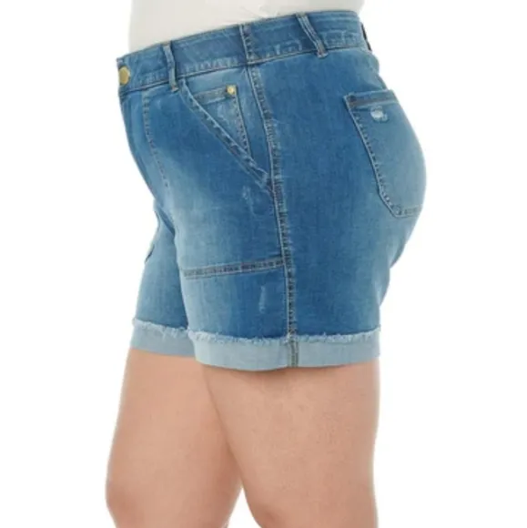 Democracy Ab&quot;solution High Rise Vintage Blue Denim Cuffed Shorts