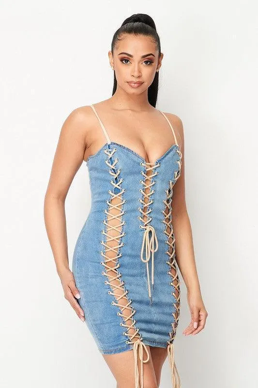 DRAWSTRING MINI DRESS