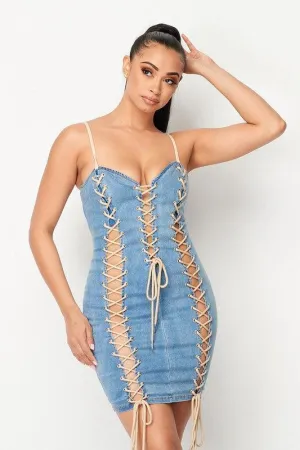 DRAWSTRING MINI DRESS