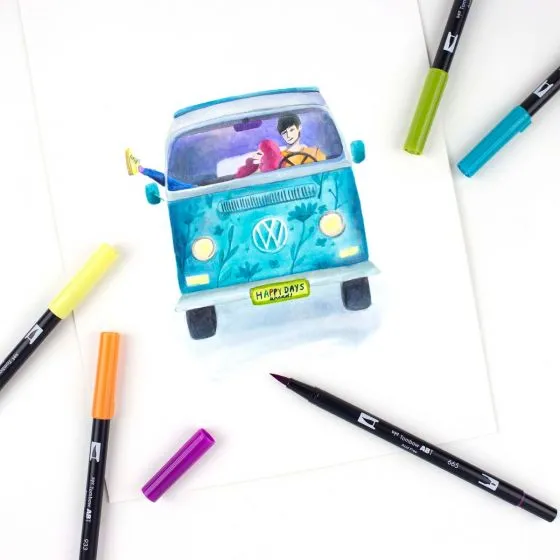 Dual Brush Pen Set - Retro