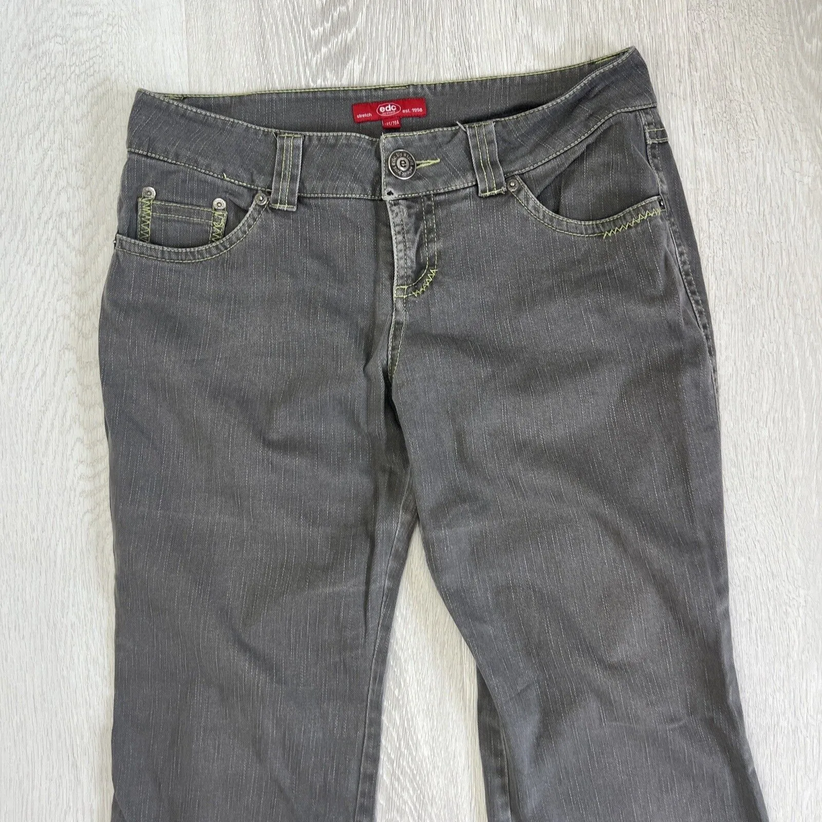 EDC By Esprit Womens Vintage Low Rise Gentle Flair Grey Jeans Size 165/70
